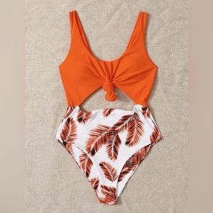 SHEIN Palm Print Cut Out Knot Swimsuit | New Never Worn